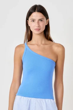 Camiseta de tirantes asimétrica de algodón