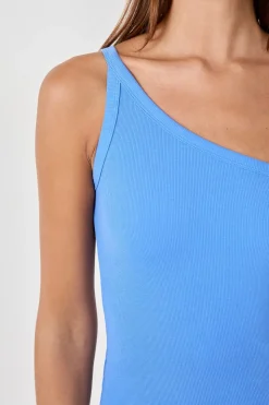 Camiseta de tirantes asimétrica de algodón