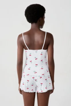 Camiseta de tirantes de algodón con estampado de cerezas