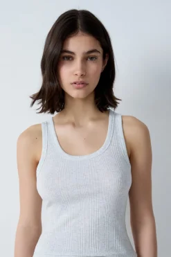 Camiseta de tirantes de algodón acanalado