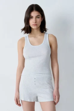 Camiseta de tirantes de algodón acanalado