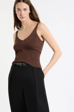 Camiseta sin mangas acanalada brillante