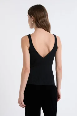 Camiseta sin mangas acanalada brillante