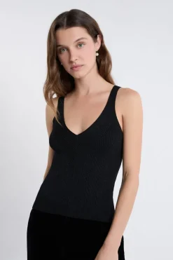 Camiseta sin mangas acanalada brillante