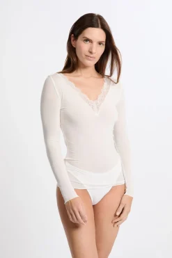 Camiseta térmica con cuello en V y cashmere