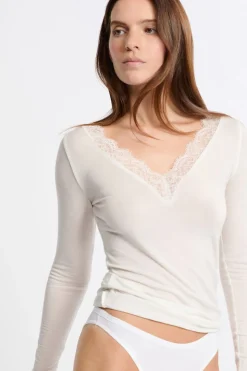 Camiseta térmica con cuello en V y cashmere