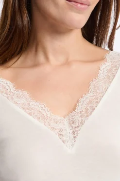 Camiseta térmica con cuello en V y cashmere