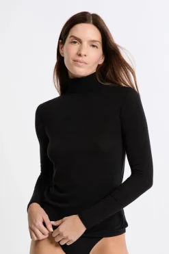 Camiseta térmica de cuello alto con cashmere
