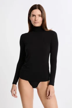 Camiseta térmica de cuello alto con cashmere