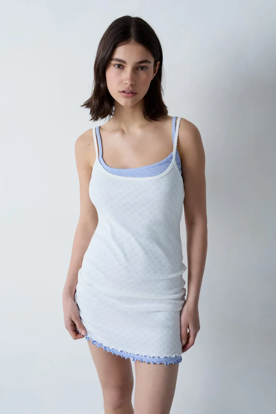 Camisón corto de algodón estampado