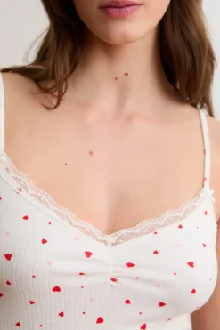 Camisón de algodón con estampado de corazones