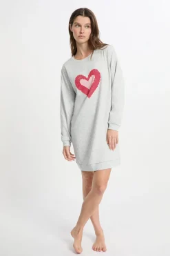 Camisón de manga larga de algodón