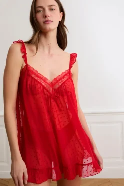 Camisón de tul con estampado de corazones