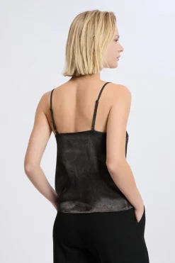 Caraco satiné à fines bretelles imprimé serpent