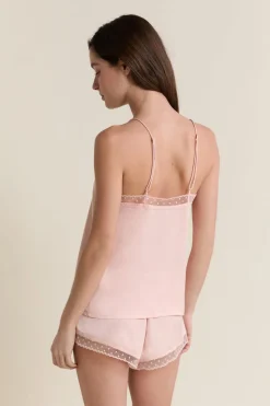 Caraco satiné avec détails brodés