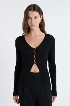 Cardigan irisé avec boutons dorés