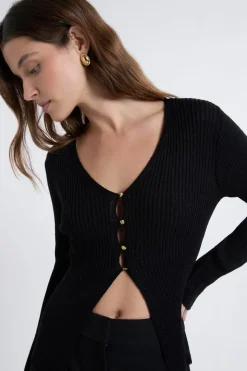 Cardigan irisé avec boutons dorés