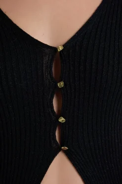 Cardigan irisé avec boutons dorés