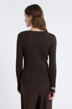 Cardigan irisé avec boutons dorés