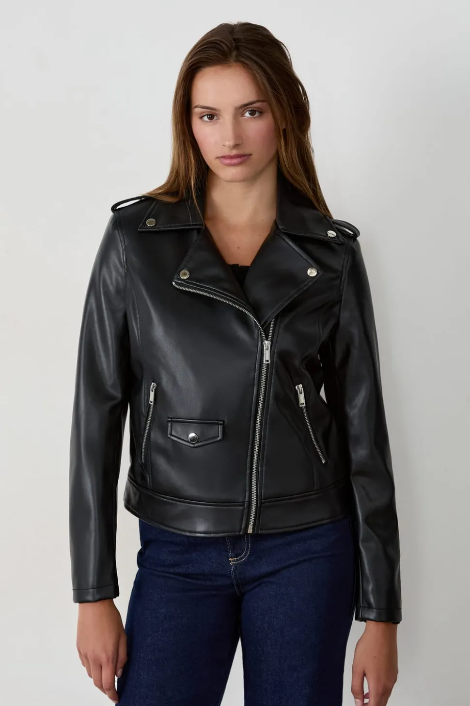 Chaqueta efecto cuero