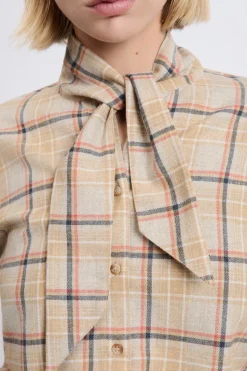 Chemise avec détail à nouer avec coton