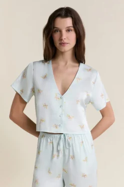 Chemise de pyjama courte satinée