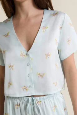 Chemise de pyjama courte satinée