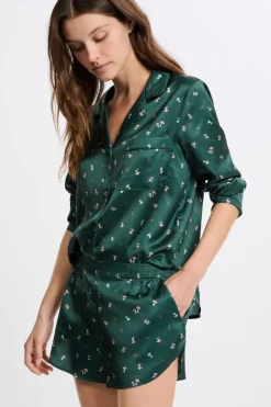 Conjunto de pijama de 2 piezas con estampado efecto satén