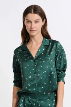 Conjunto de pijama de 2 piezas con estampado efecto satén