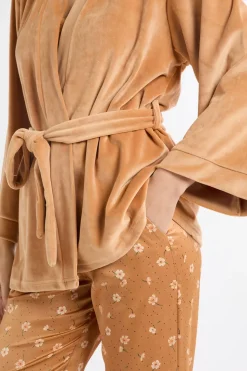 Conjunto de pijama de 3 piezas de satén con estampado floral