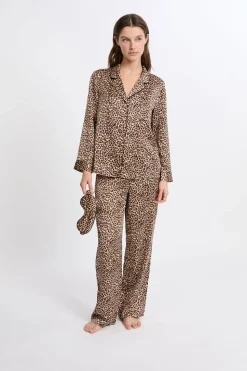 Conjunto de pijama de 2 piezas con estampado y antifaz