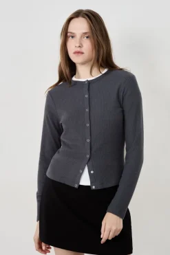 Cárdigan acanalado de manga larga