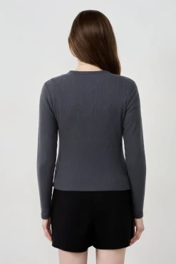 Cárdigan acanalado de manga larga