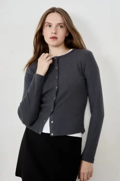 Cárdigan acanalado de manga larga