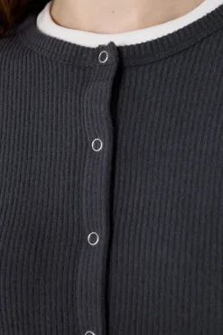 Cárdigan acanalado de manga larga