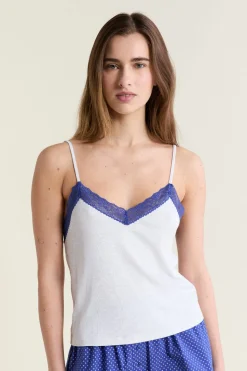 Débardeur bicolore avec détails dentelle