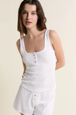 Débardeur de pyjama en coton en pointelle