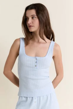 Débardeur de pyjama en coton en pointelle