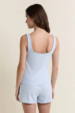 Débardeur de pyjama en coton en pointelle