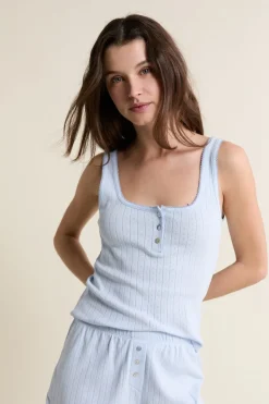 Débardeur de pyjama en coton en pointelle