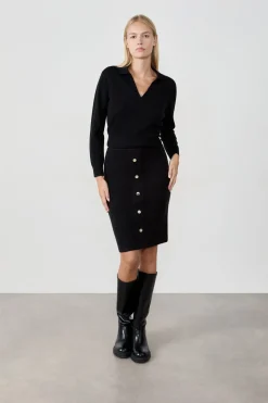 Falda larga abotonada