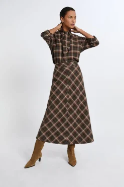 Falda larga estampada de algodón