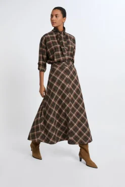 Falda larga estampada de algodón