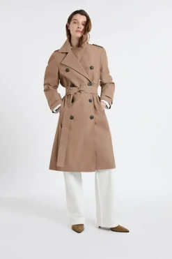 Gabardina larga con cinturón y algodón