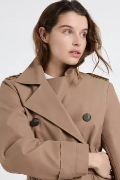 Gabardina larga con cinturón y algodón