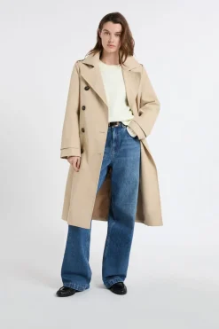 Gabardina larga con cinturón y algodón