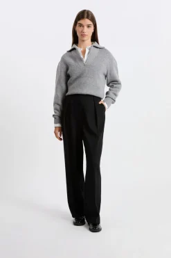 Jersey con cuello camisero y cremallera