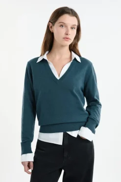 Jersey con cuello en V de lana