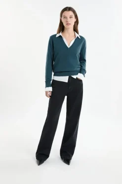 Jersey con cuello en V de lana