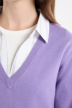 Jersey con cuello en V de lana